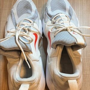 Nike White and Gray Shoes with Red Accent